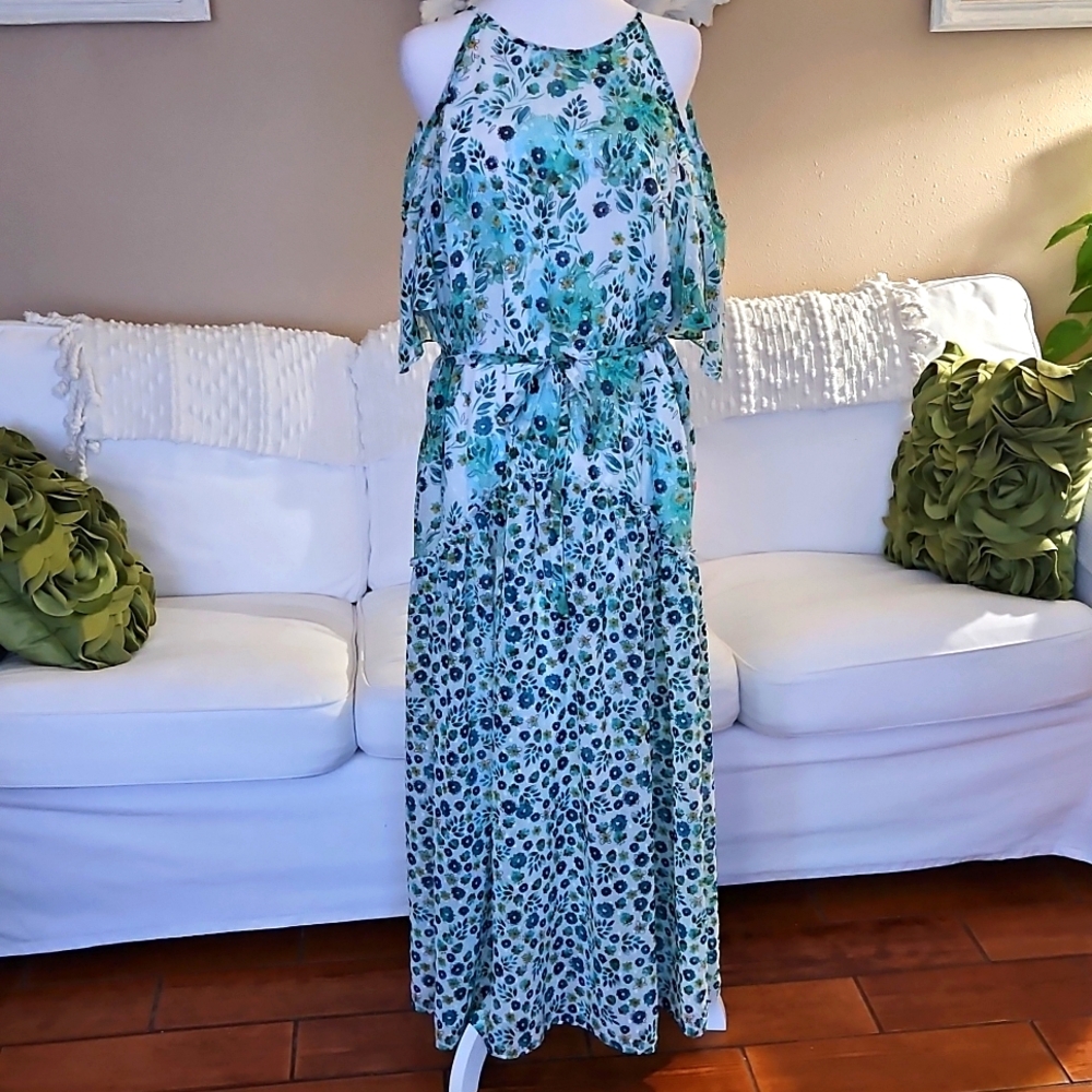 Gorgeous Fully Lined Donna Morgan Maxi Cold Shoulder Dress Size 16